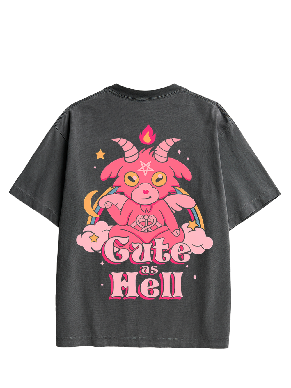 CUTE AS HELL DOUBLE SIDED PRINT WASHED TSHIRT
