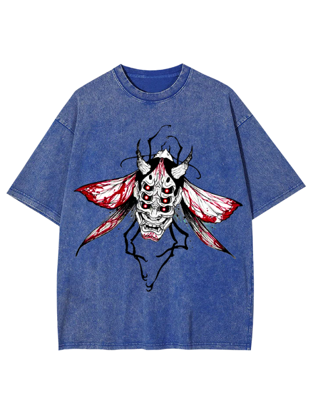 Demonic Moth Mask Washed Tshirt
