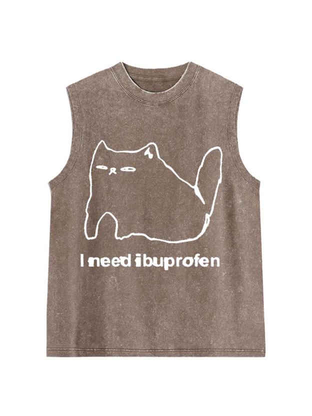 Ibuprofen Cat Washed Tank Top