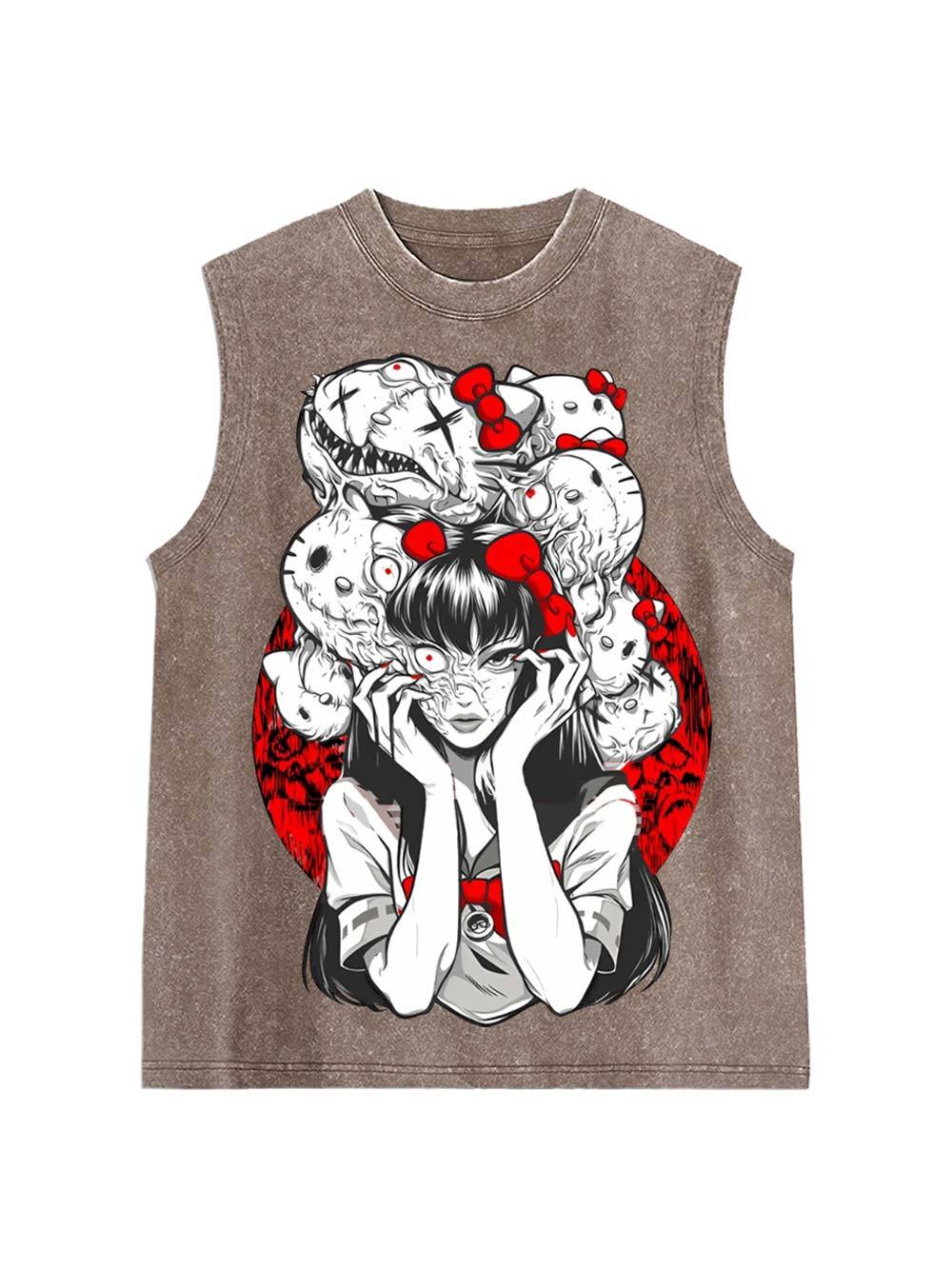 Tomie And Hello Kitty Washed Tank Top
