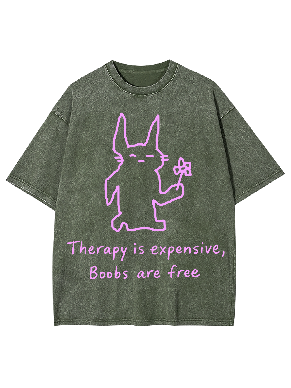 THERAPY IS EXPENSIVE,BOOBS ARE FREE WASHED TSHIRT
