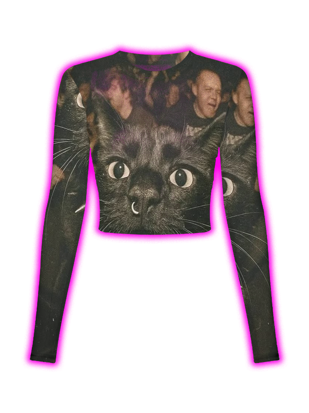 GOTHIC BLACK CAT PARTY MESH TOP