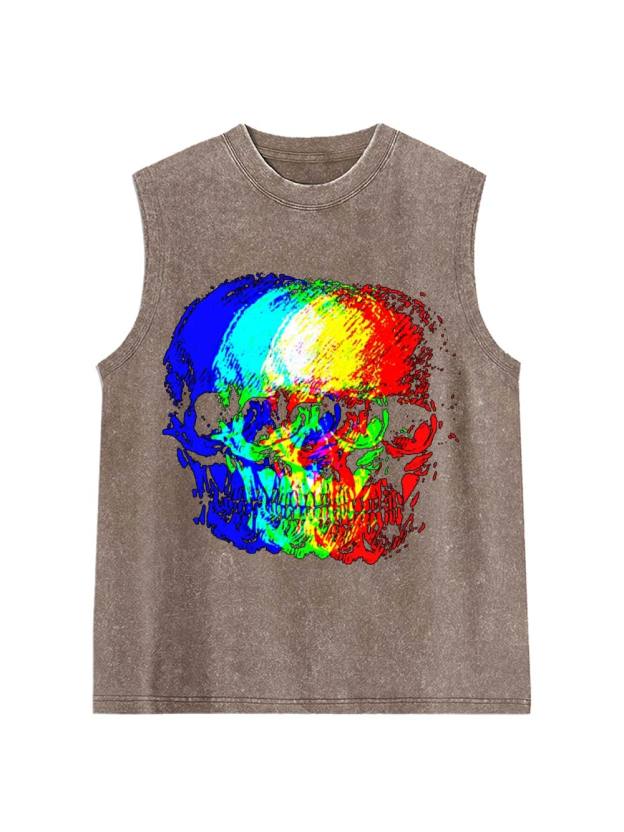 Skull Illusion Washed Tank Top