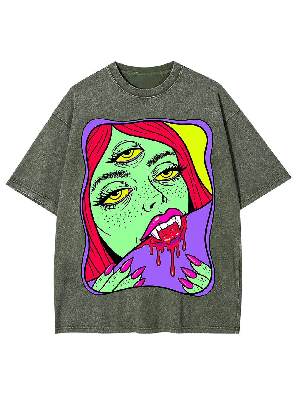 THREE-EYED VAMPIRE GIRL WASHED TSHIRT