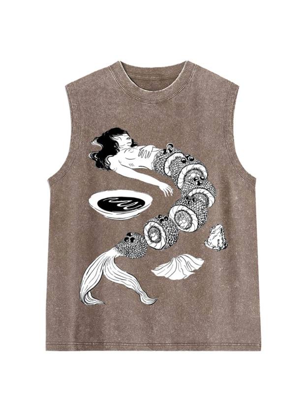 Human Sushi Slices Washed Tank Top