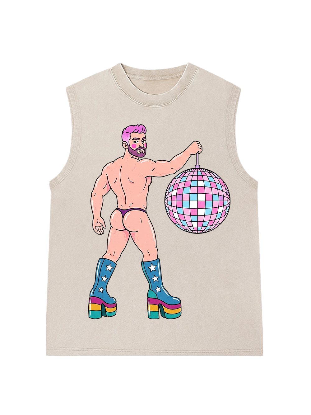 DISCO DIVA DUDE WASHED TANK TOP