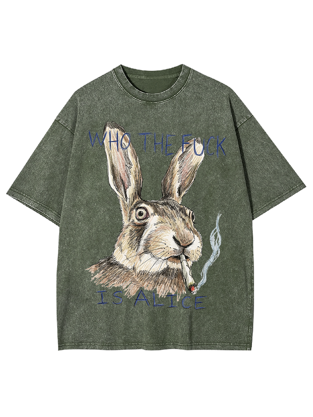 WHO THE F IS ALICE RABBIT WASHED TSHIRT
