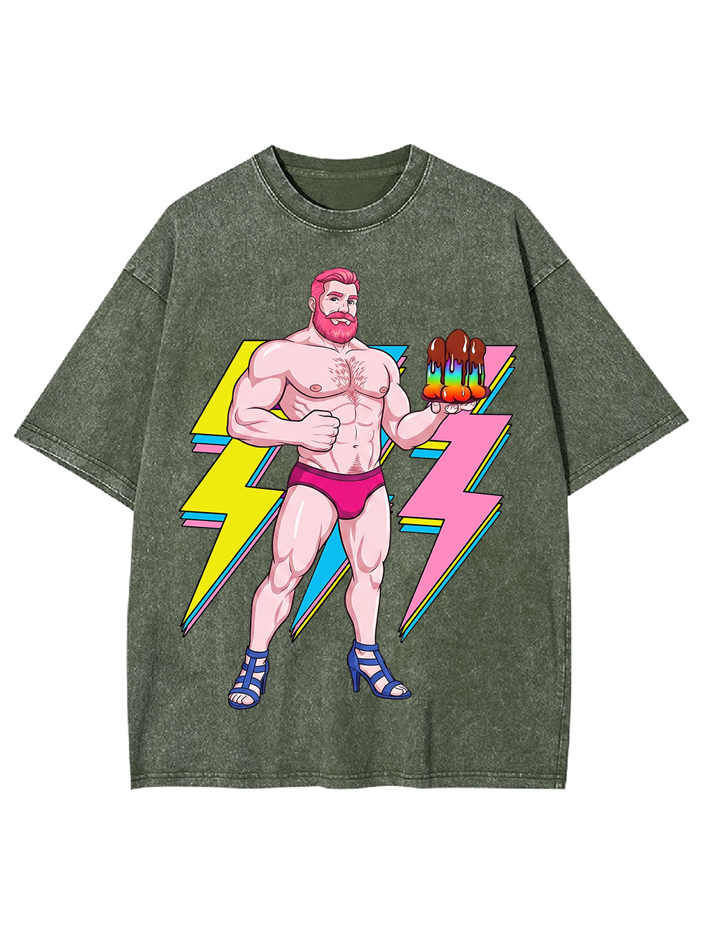 LIGHTNING MUSCLE POP WASHED TSHIRT
