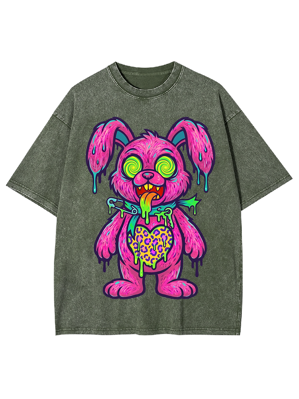 PSYCHEDELIC ZOMBIE BUNNY WASHED TSHIRT