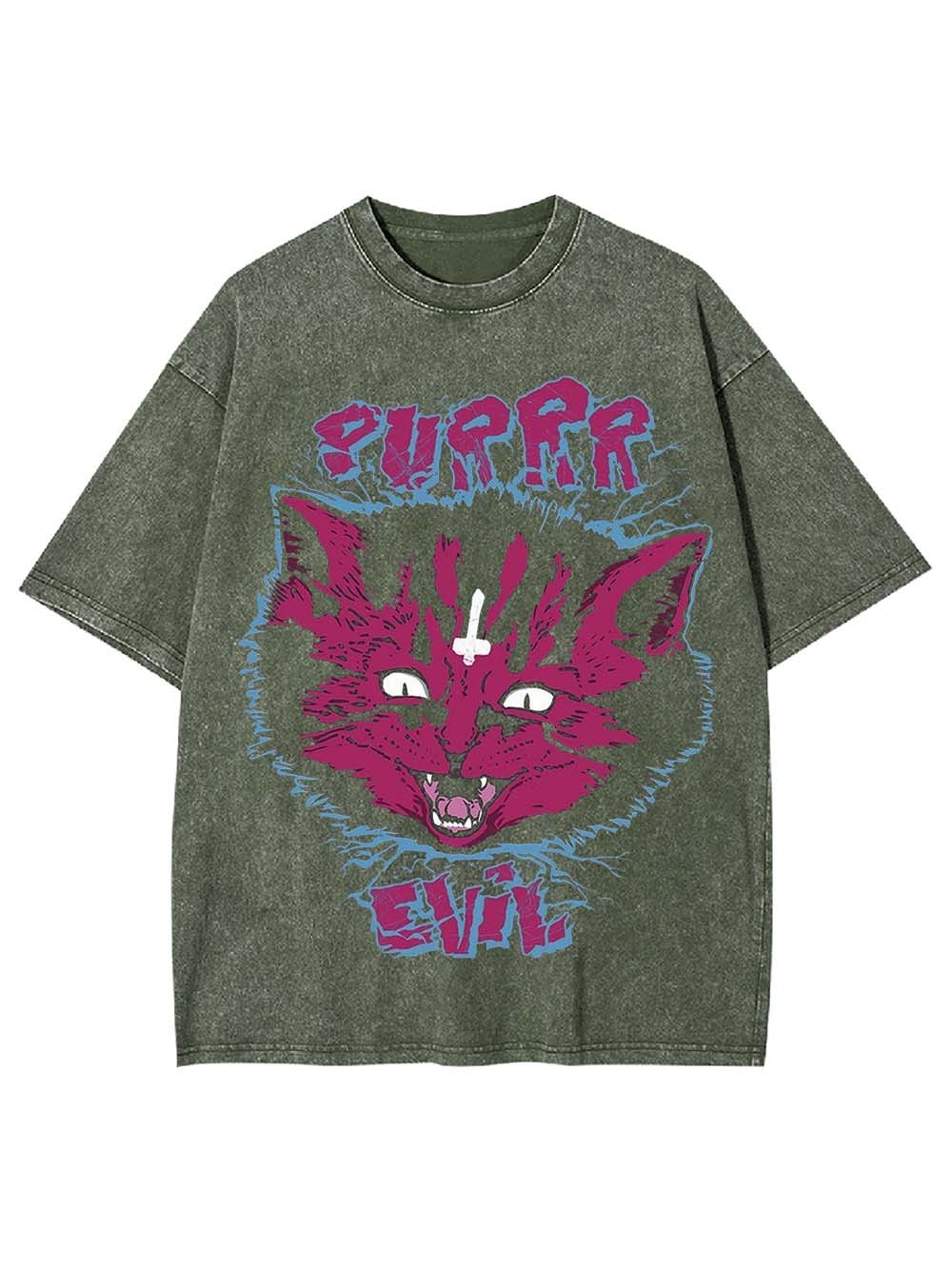 PURRR EVIL CAT WASHED TSHIRT