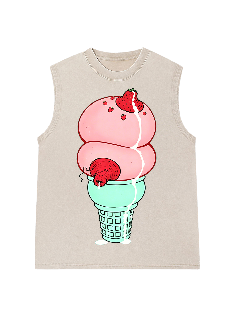 STRAWBERRY BOOB ICE CREAM WASHED TANK TOP
