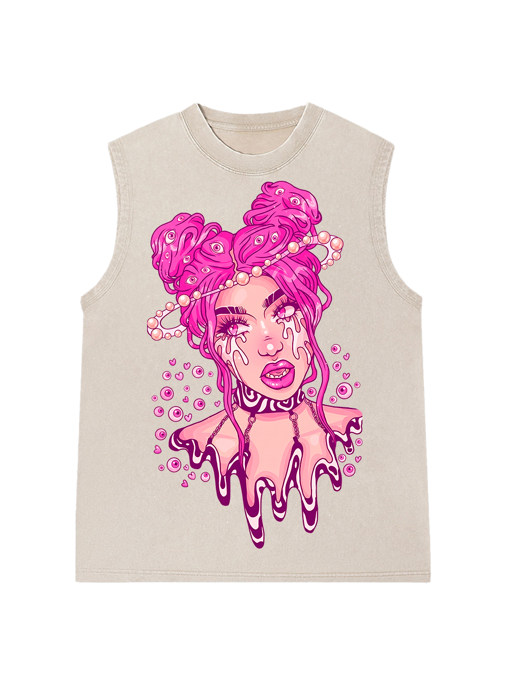 PINK DRIPPING BUBBLE GIRL WASHED TANK TOP