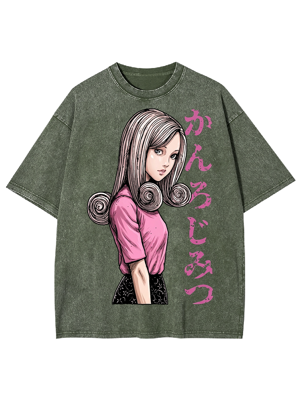 SPIRAL HAIRED GIRL IN PINK AAA WASHED TSHIRT