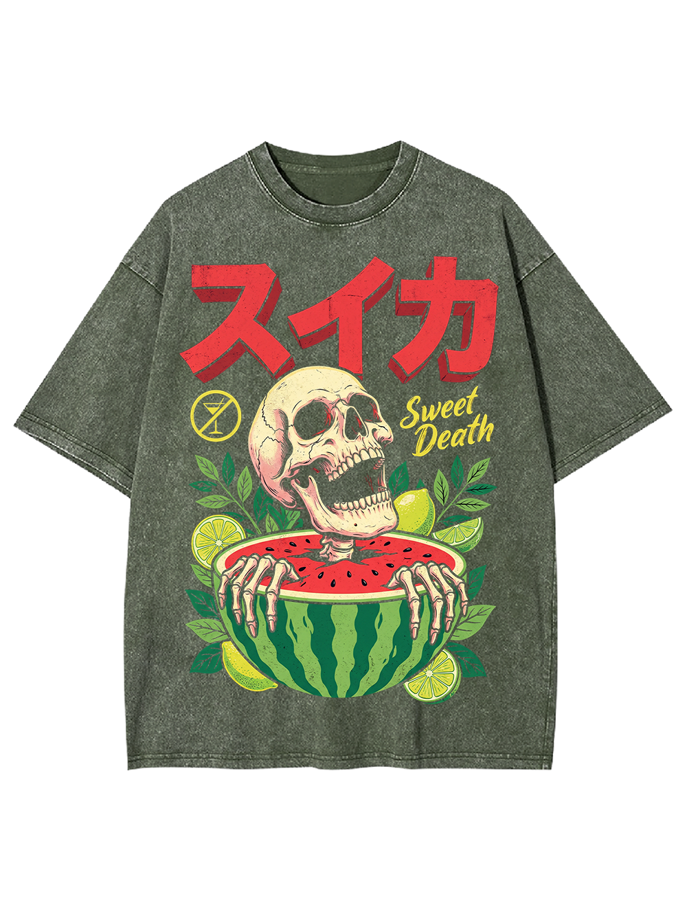 SWEET DEATH WATERMELON SKULL AAA WASHED TSHIRT