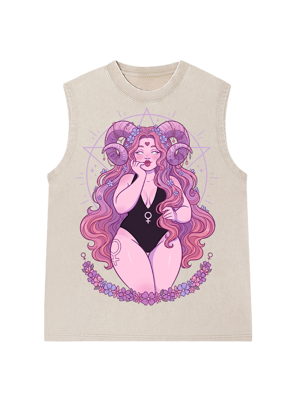 PASTEL GOTH ZODIAC LADY AAA WASHED TANK