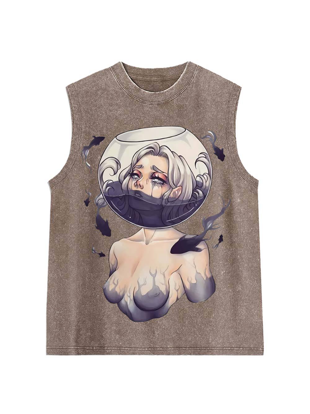 Drowning In Silence Washed Tank Top