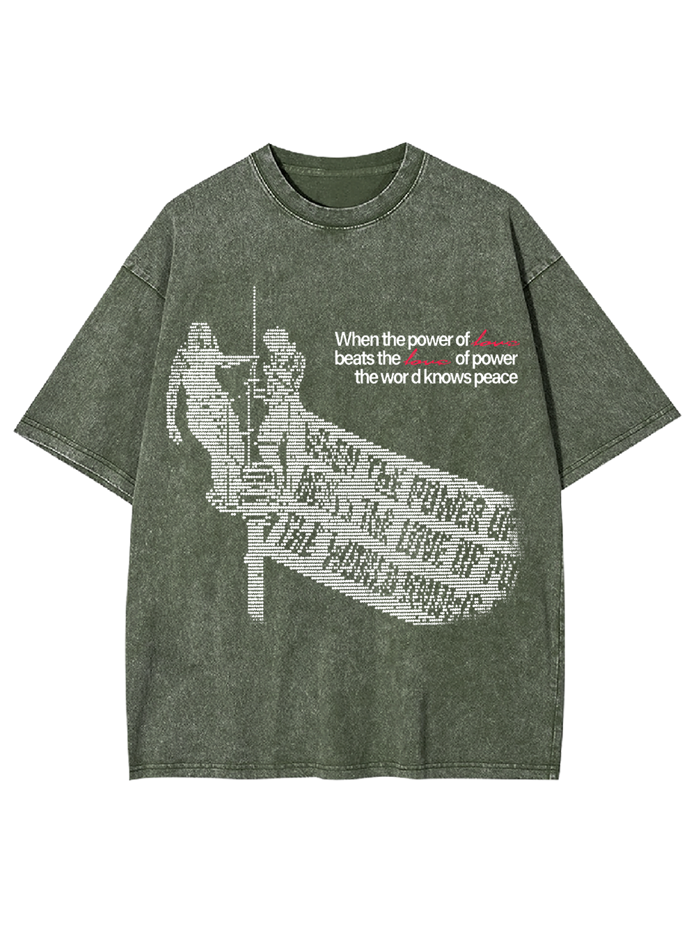 POWER LOVE PEACE WASHED TSHIRT
