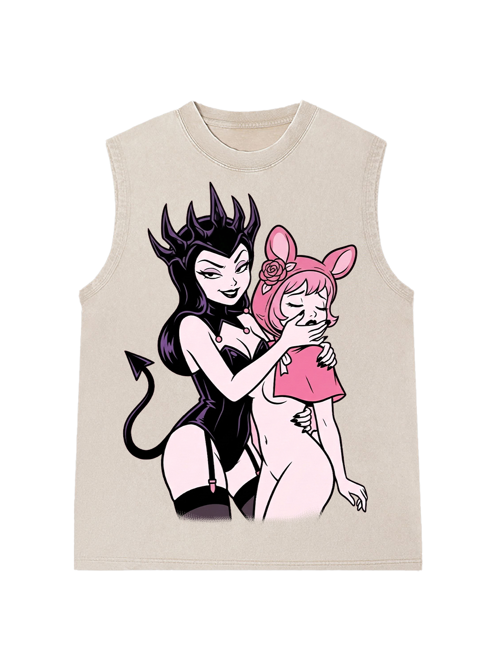 DEMON GIRL AND BUNNY GIRL WASHED TANK