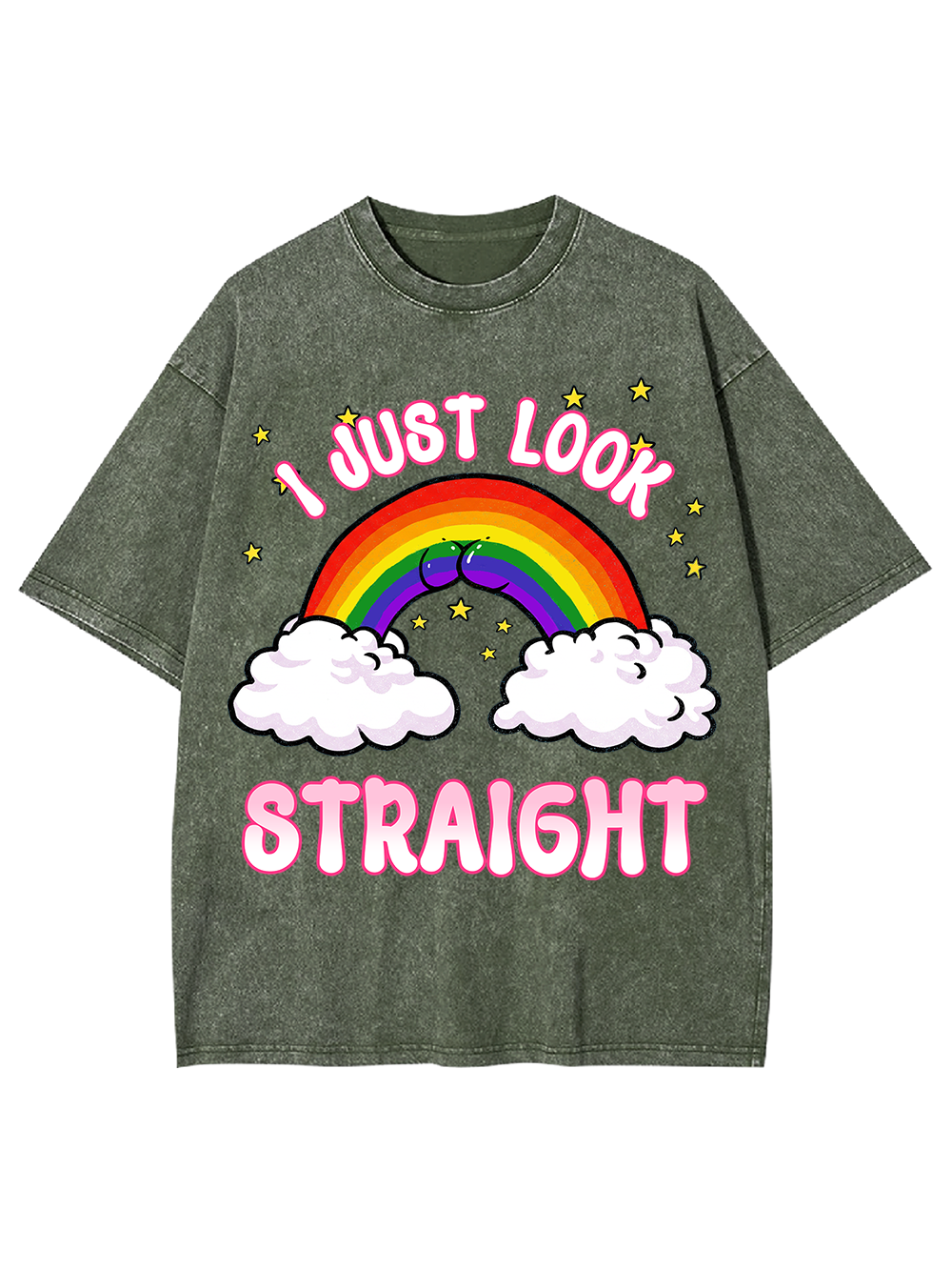 I JUST LOOK STRAIGHT AAA WASHED TSHIRT