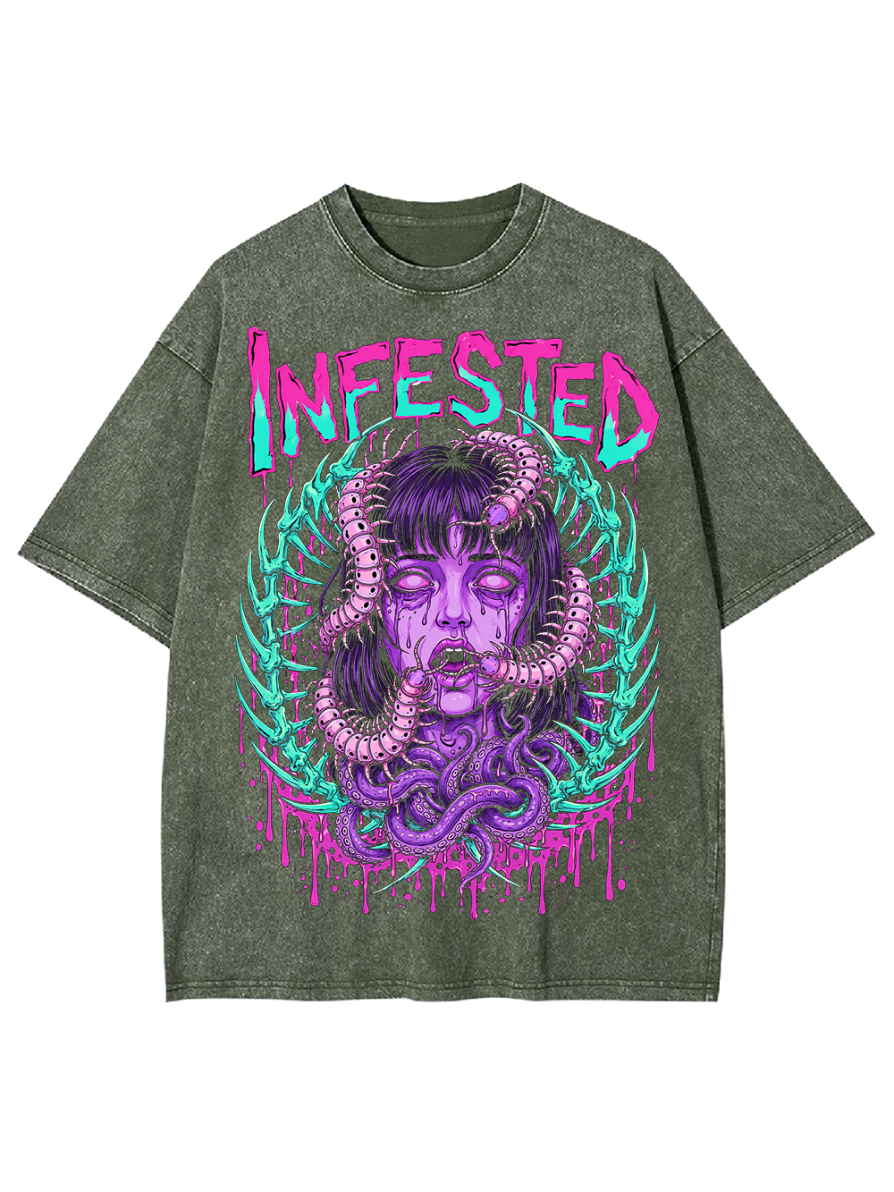 INFESTED NIGHTMARE AAA WASHED TSHIRT