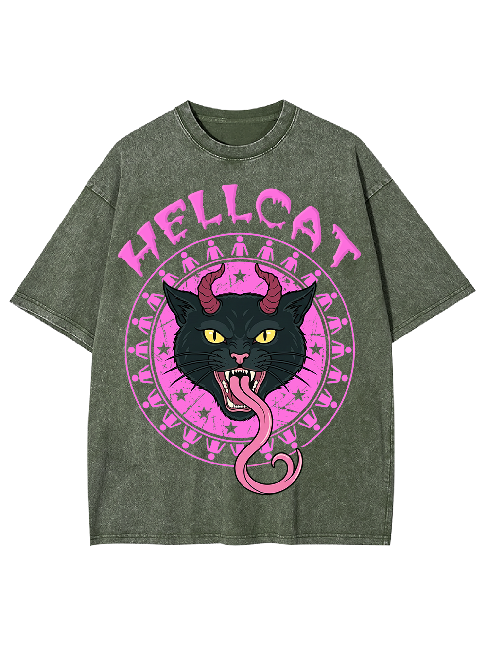 HELLCAT DEMON CAT AAA WASHED TSHIRT