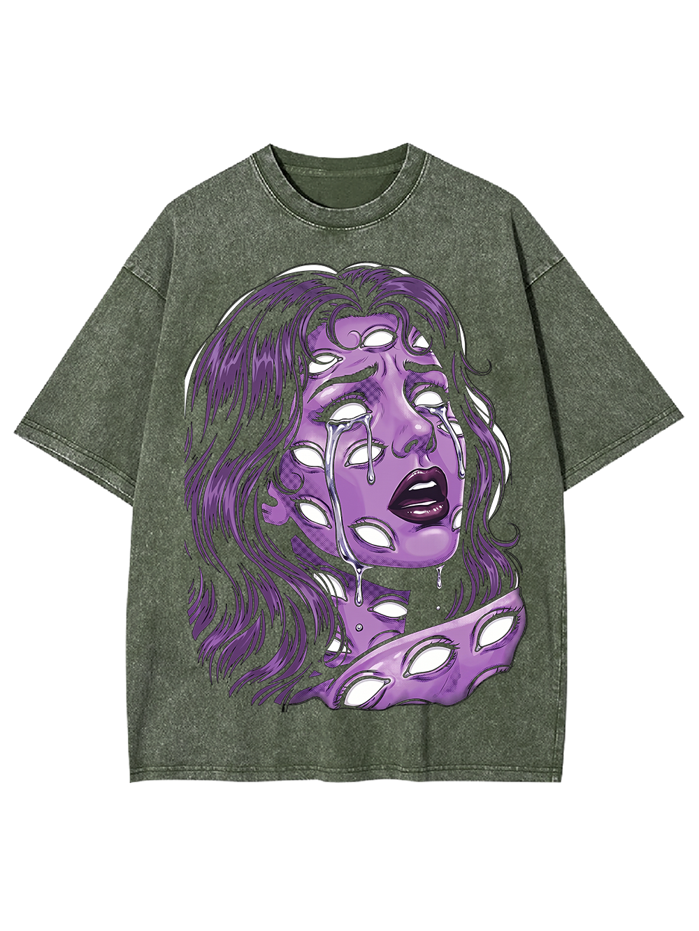 PURPLE CRYING EYES AAA WASHED TSHIRT
