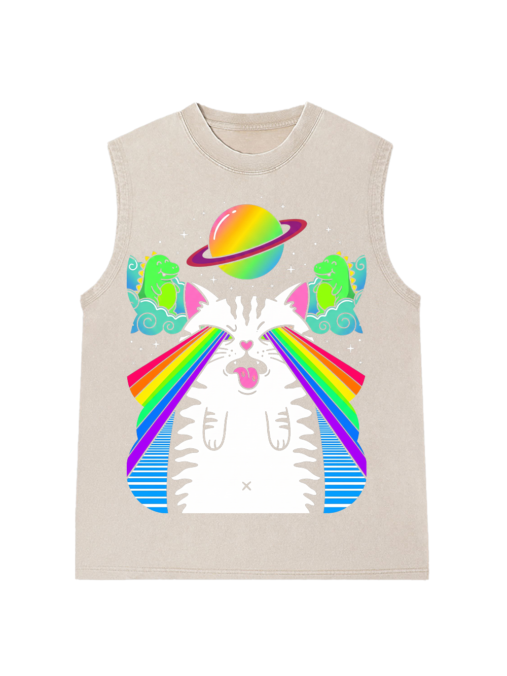 RAINBOW SPACE CAT WASHED TANK