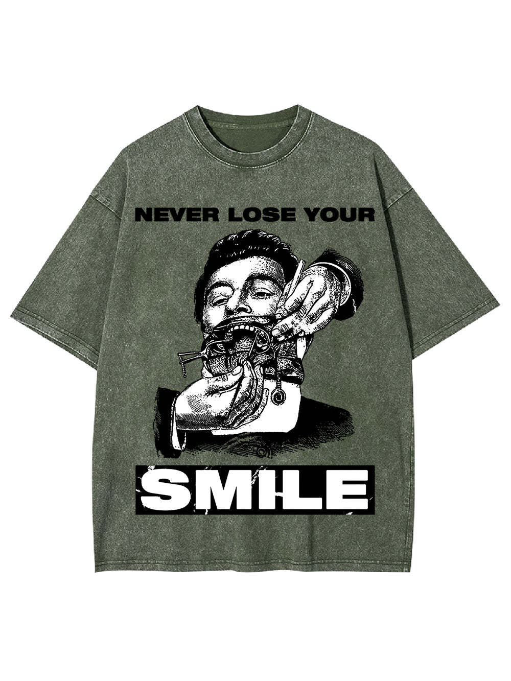 Never Lose Your Smile Washed Tshirt-ClassyOutlaw Sale
