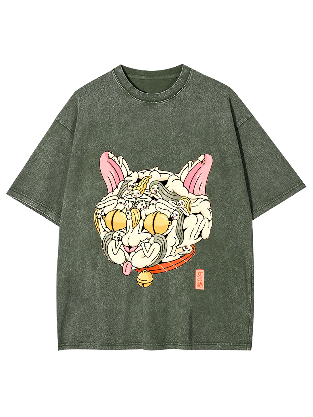 Cat of Many Faces Washed Tshirt