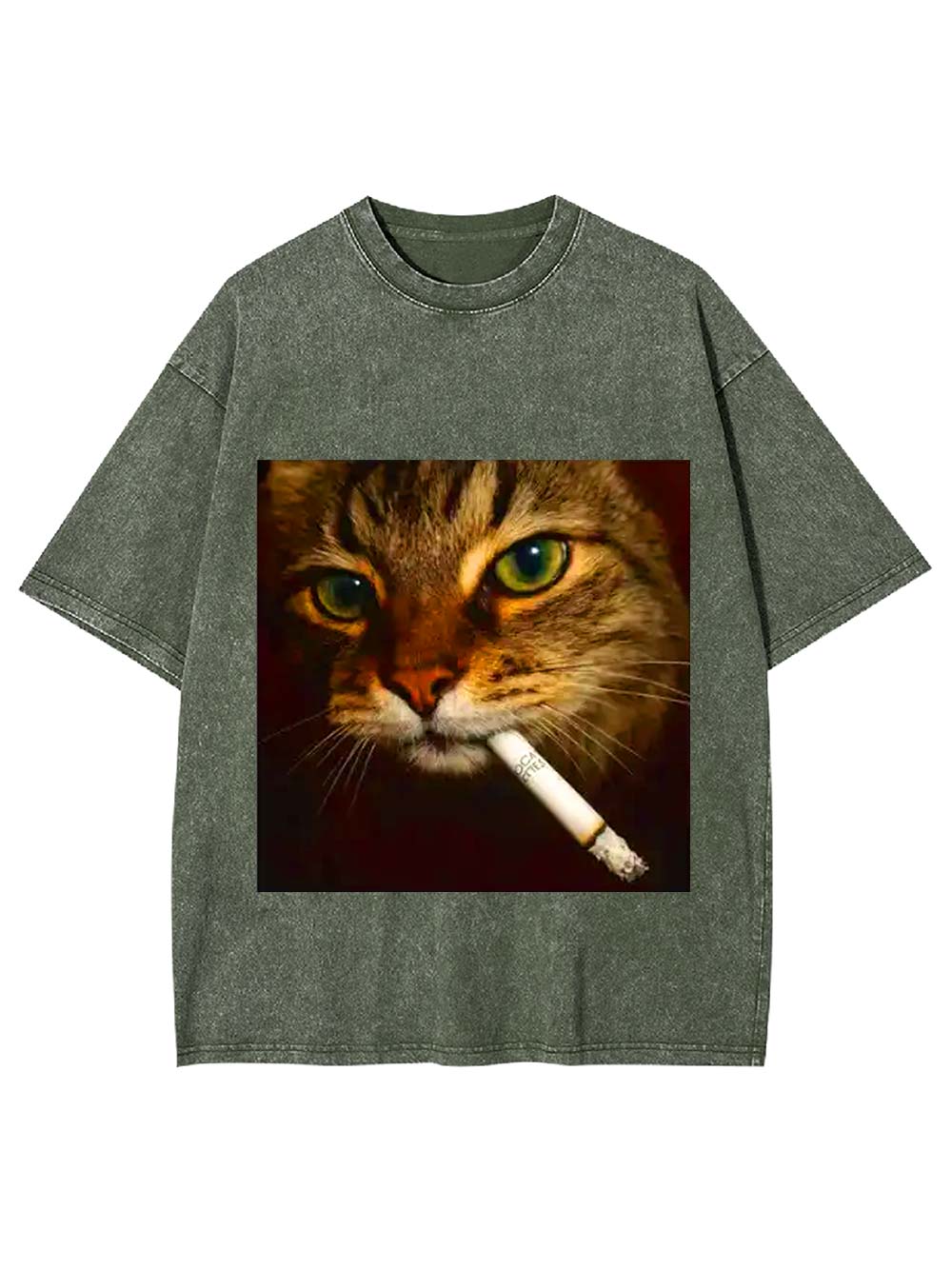 Smoking Cat Washed Tshirt