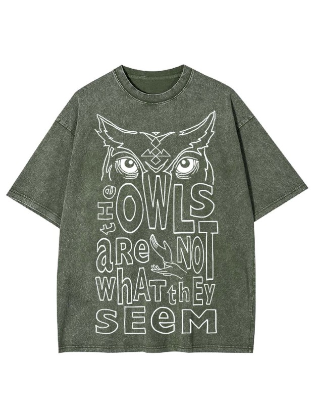 MYSTERIOUS OWLS WASHED TSHIRT