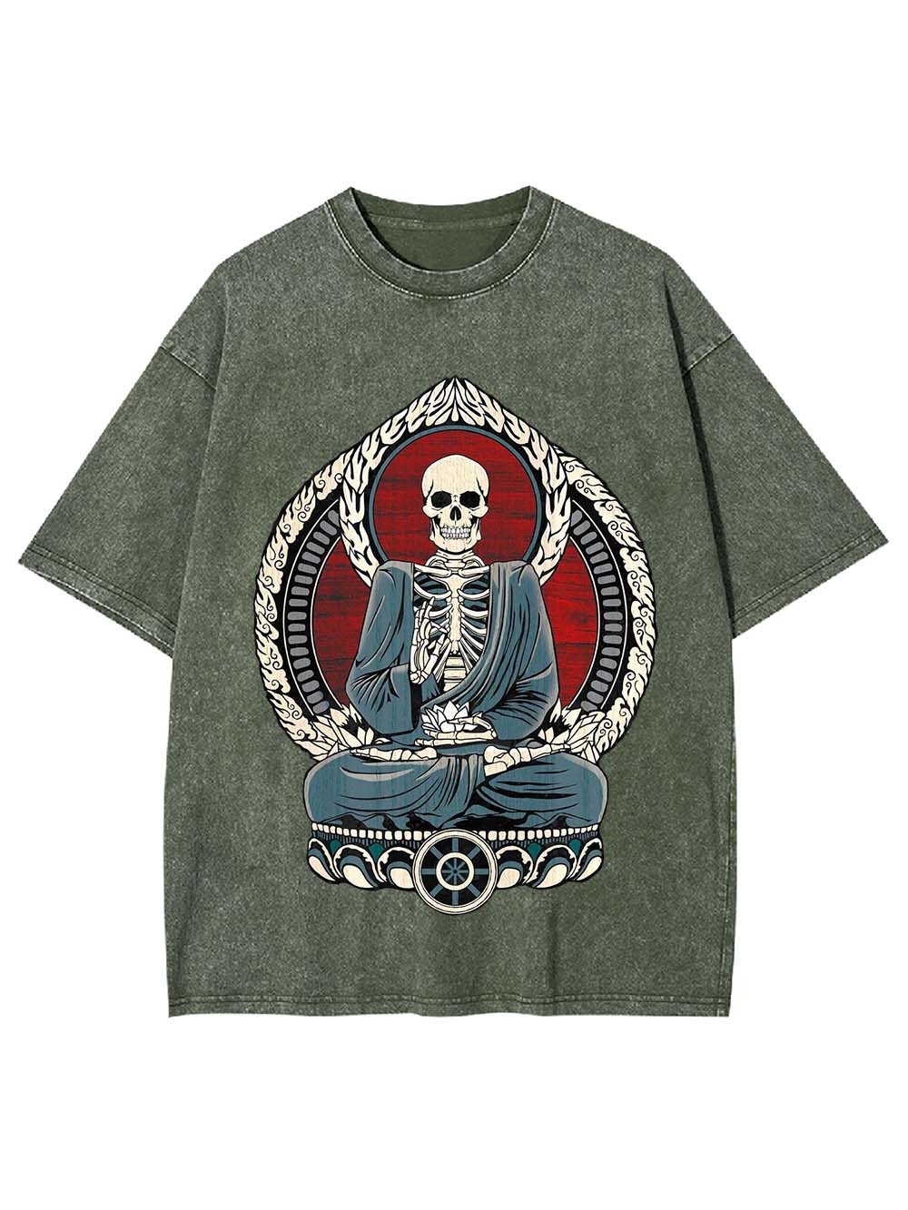 Skeleton Buddha Serenity Washed Tshirt