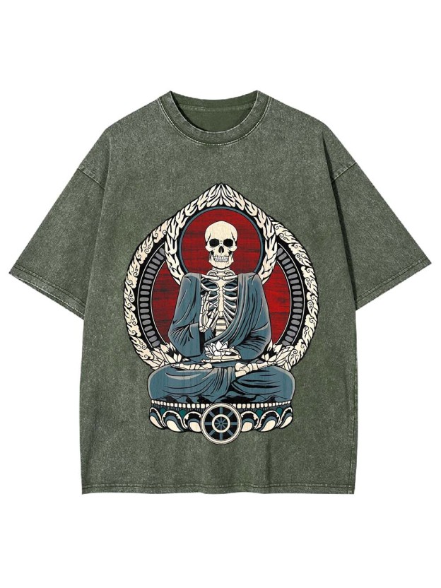 Skeleton Buddha Serenity Washed Tshirt