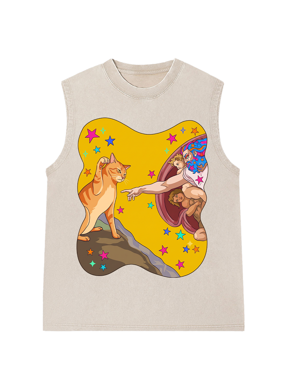 GOD CAT TOUCH WASHED TSHIRT AAA WASHED TANK