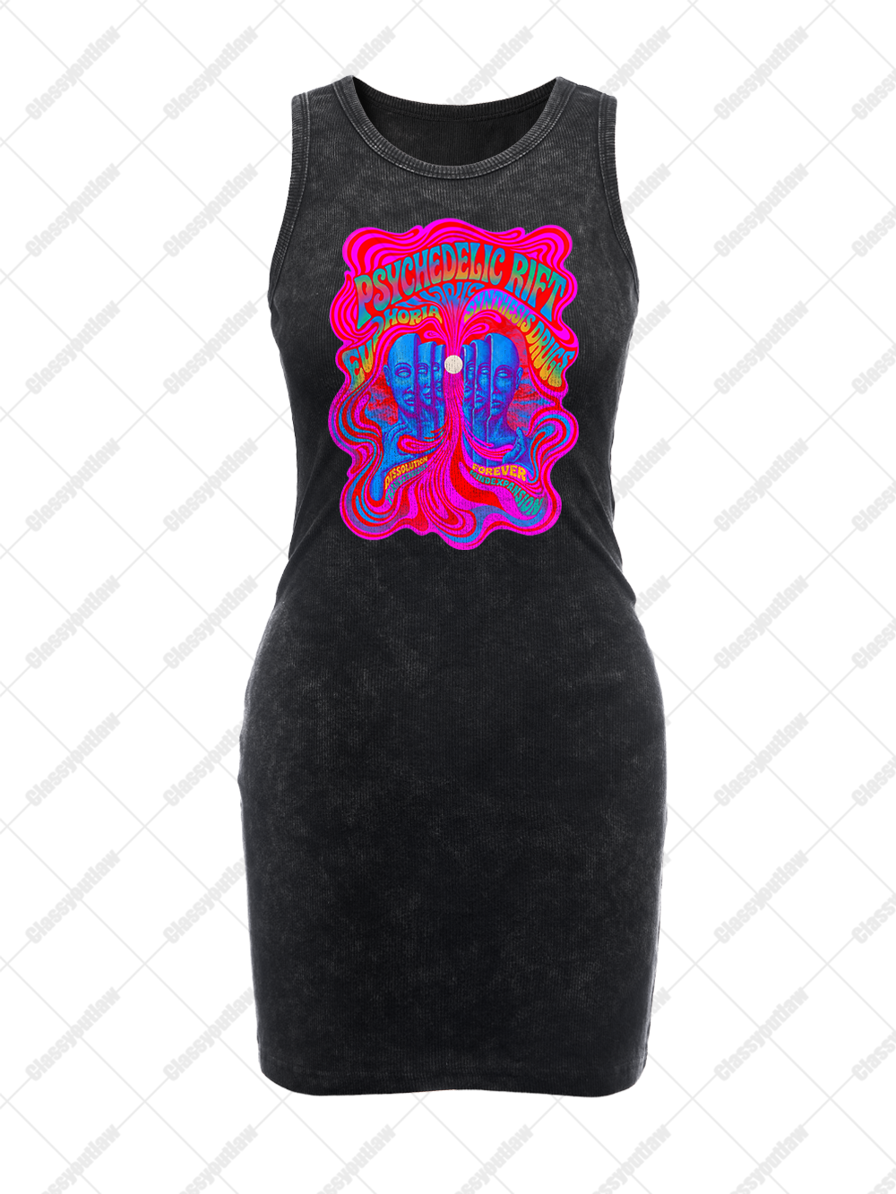 NEON GODDESS MIRAGE VINTAGE BODYCON TANK DRESS