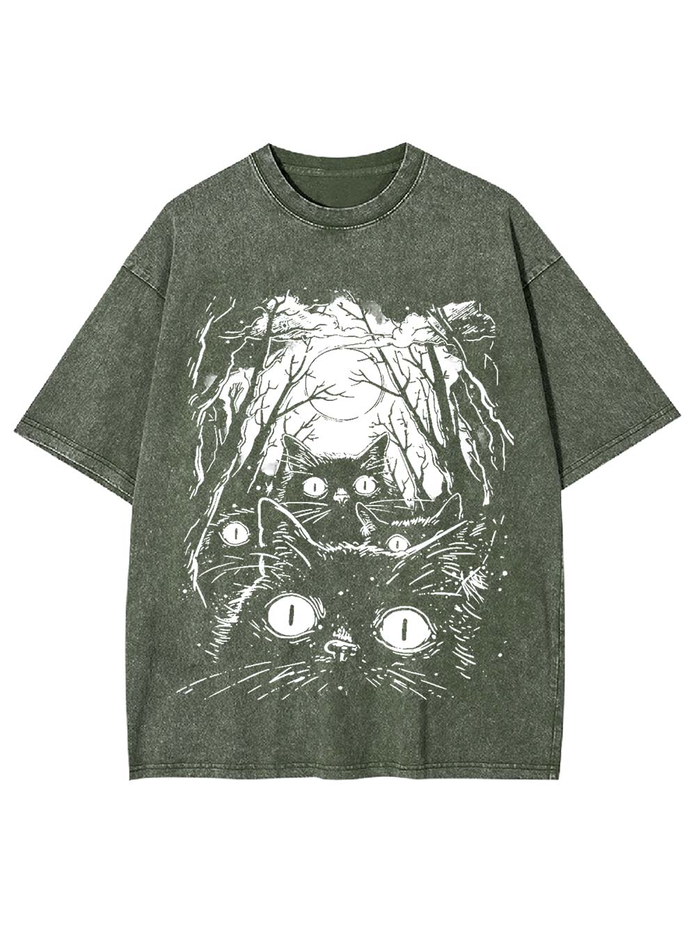 Moonlit Cat Gaze Washed Tshirt