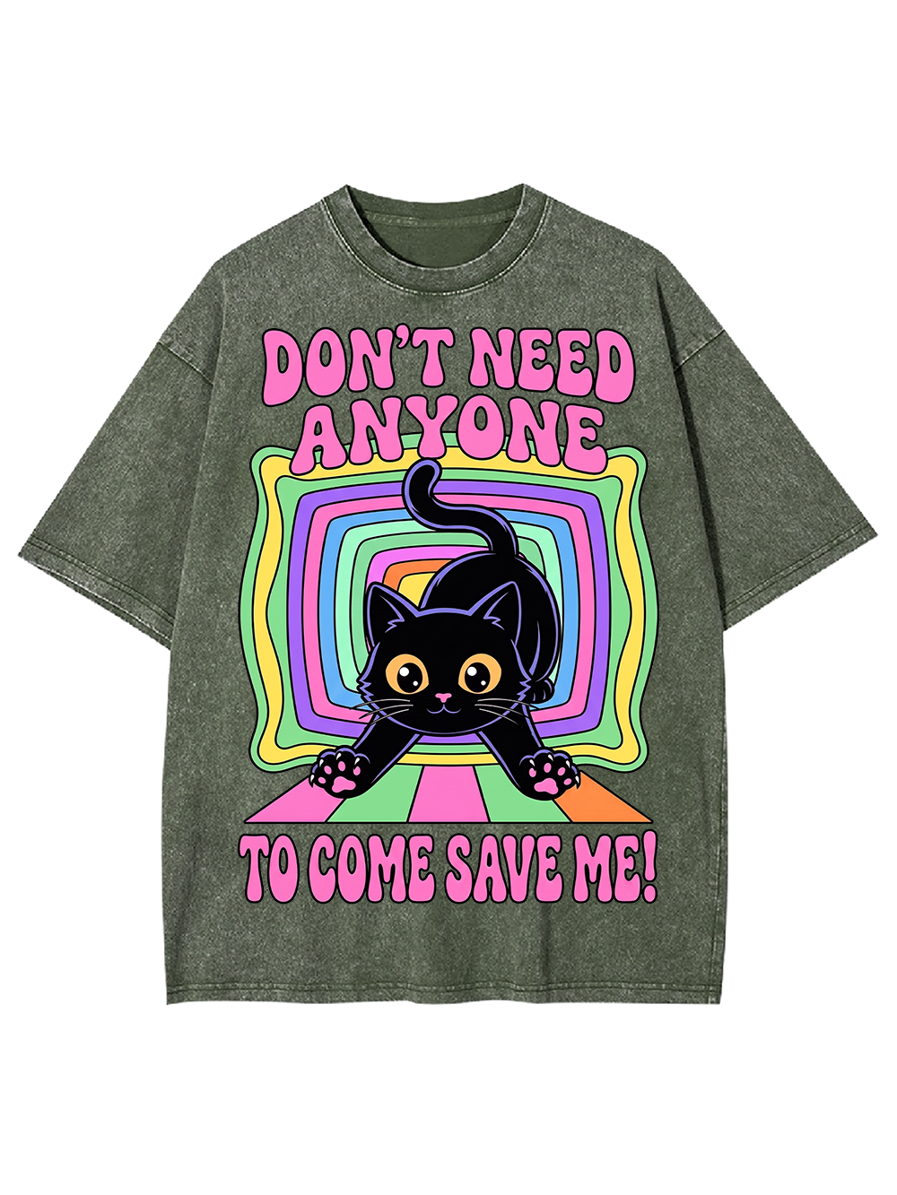 RAINBOW RESCUE CAT AAA WASHED TSHIRT
