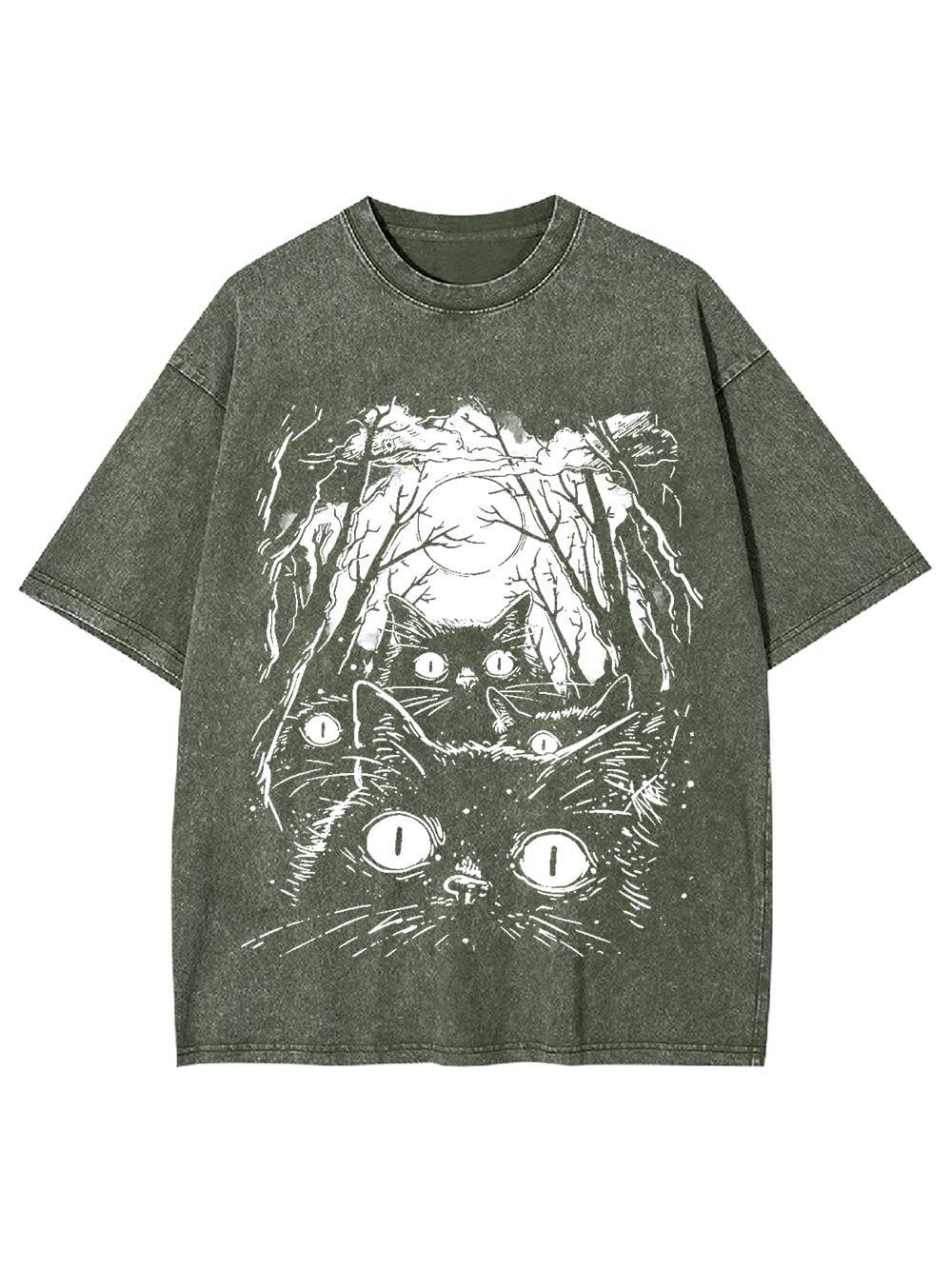 Moonlit Cat Gaze Washed Tshirt