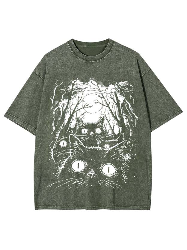 Moonlit Cat Gaze Washed Tshirt