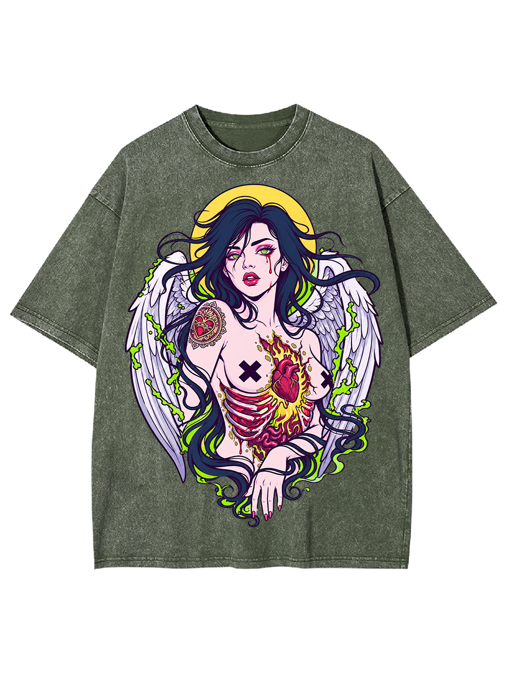 FALLEN HEART ANGEL AAA WASHED TSHIRT