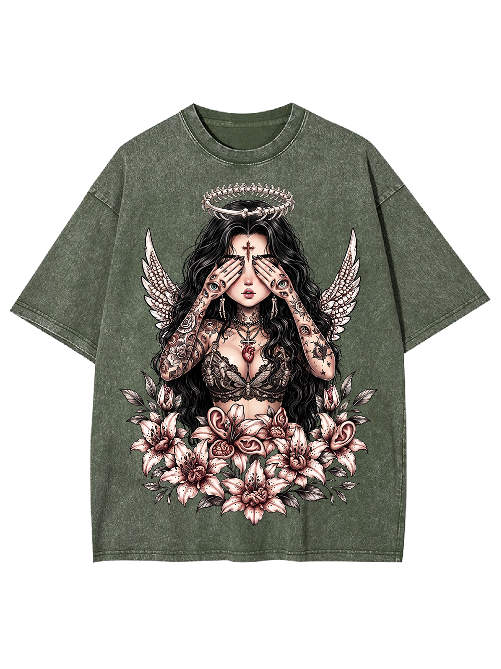 TATTOOED ANGEL BLOOM AAA WASHED TSHIRT