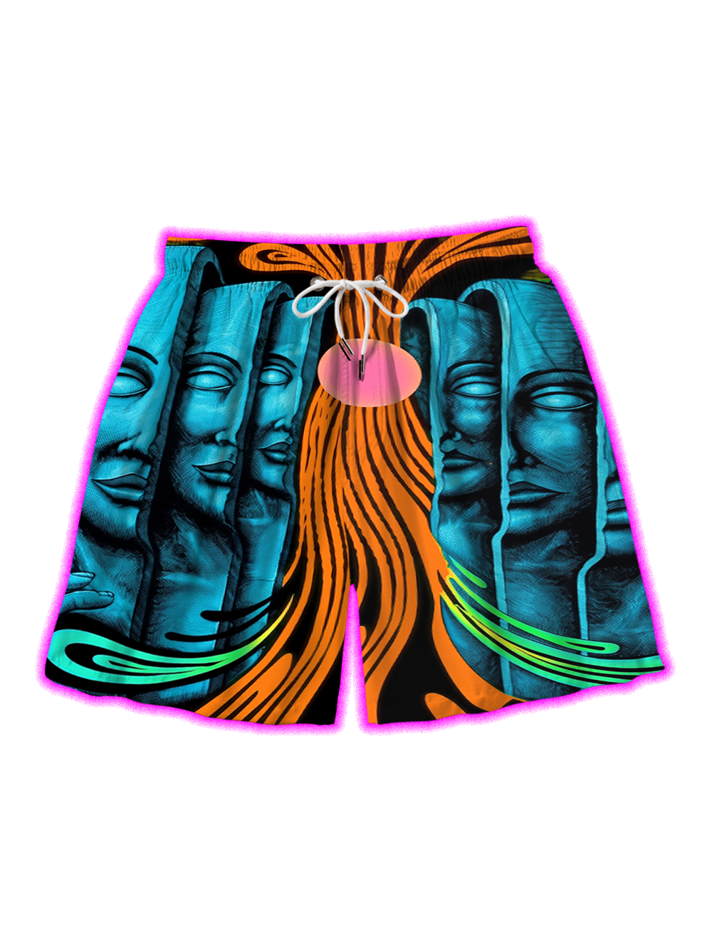 ORANGE BLUE GODS ALL OVER PRINT SHORTS