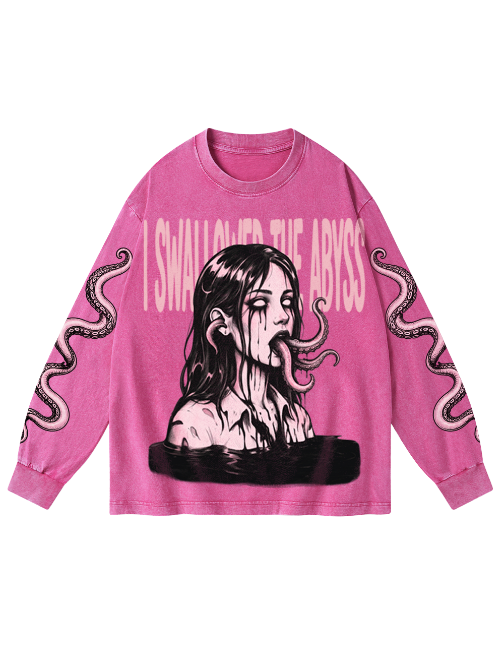ABYSS TENTACLES WASHED LONG-SLEEVE GRAPHIC TSHIRT