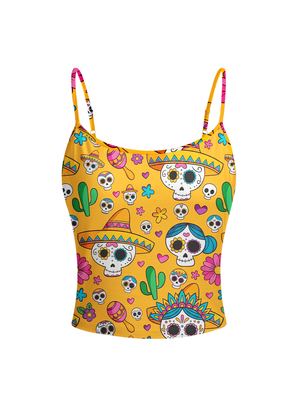 SUGAR SKULL FULL-PRINT SPAGHETTI-STRAP TOP