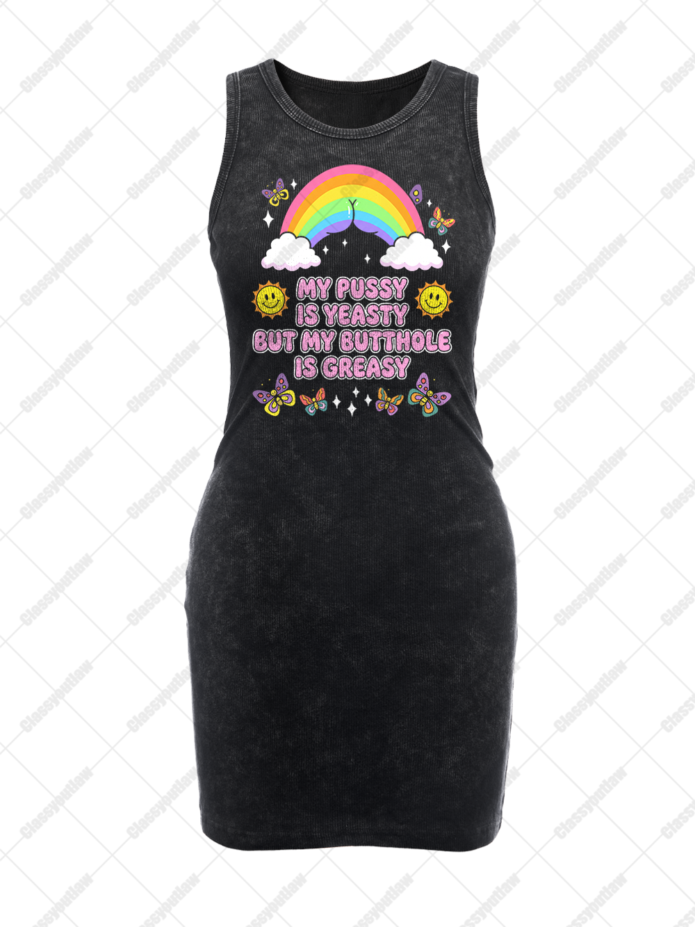 MY PUSSY IS YEASTY VINTAGE BODYCON TANK DRESS