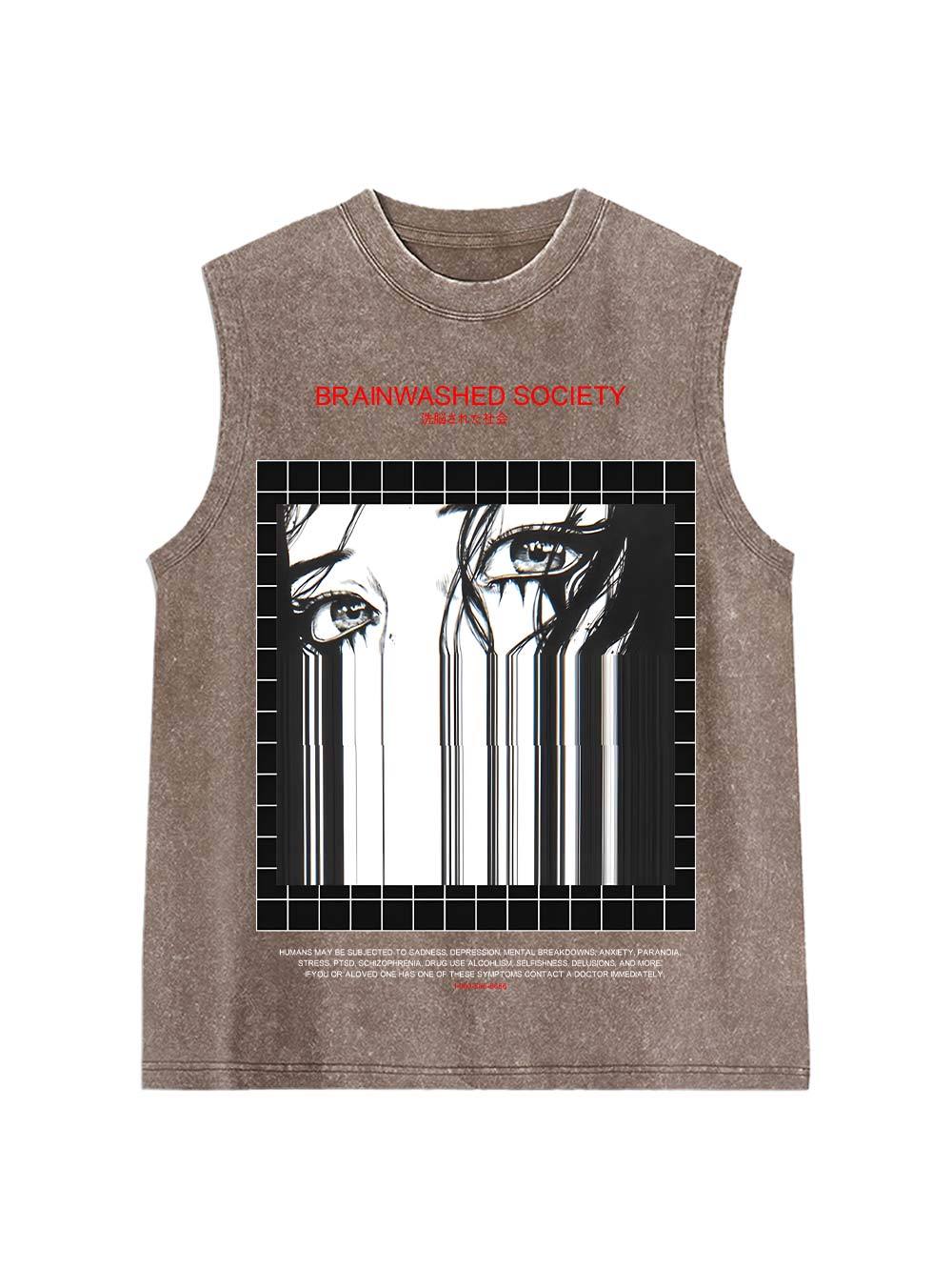 Brainwashed Society Washed Tank Top-ClassyOutlaw Sale