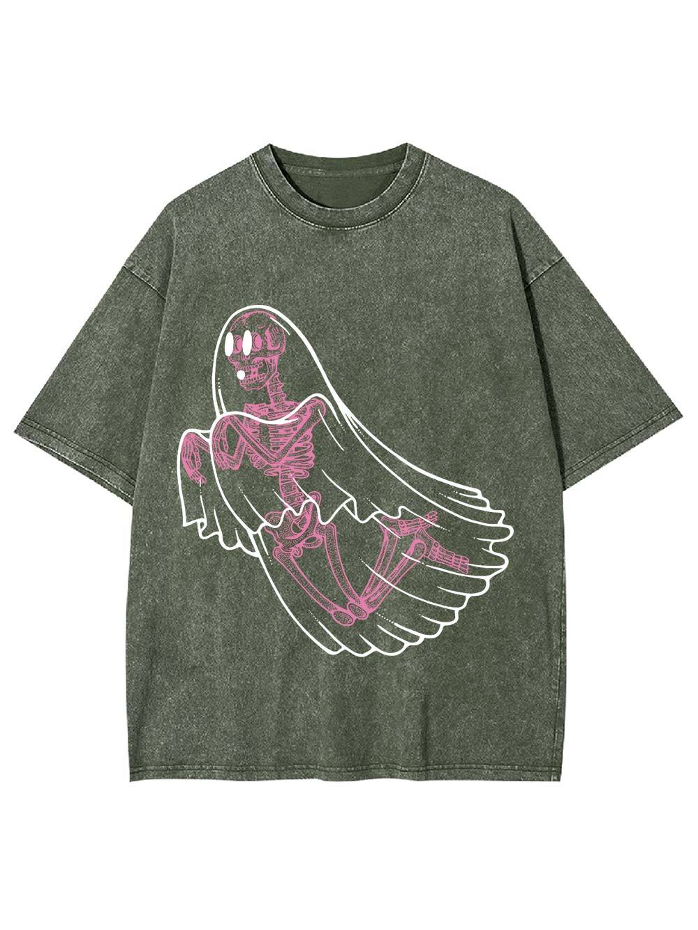 Ghostly Skeleton Veil Washed Tshirt