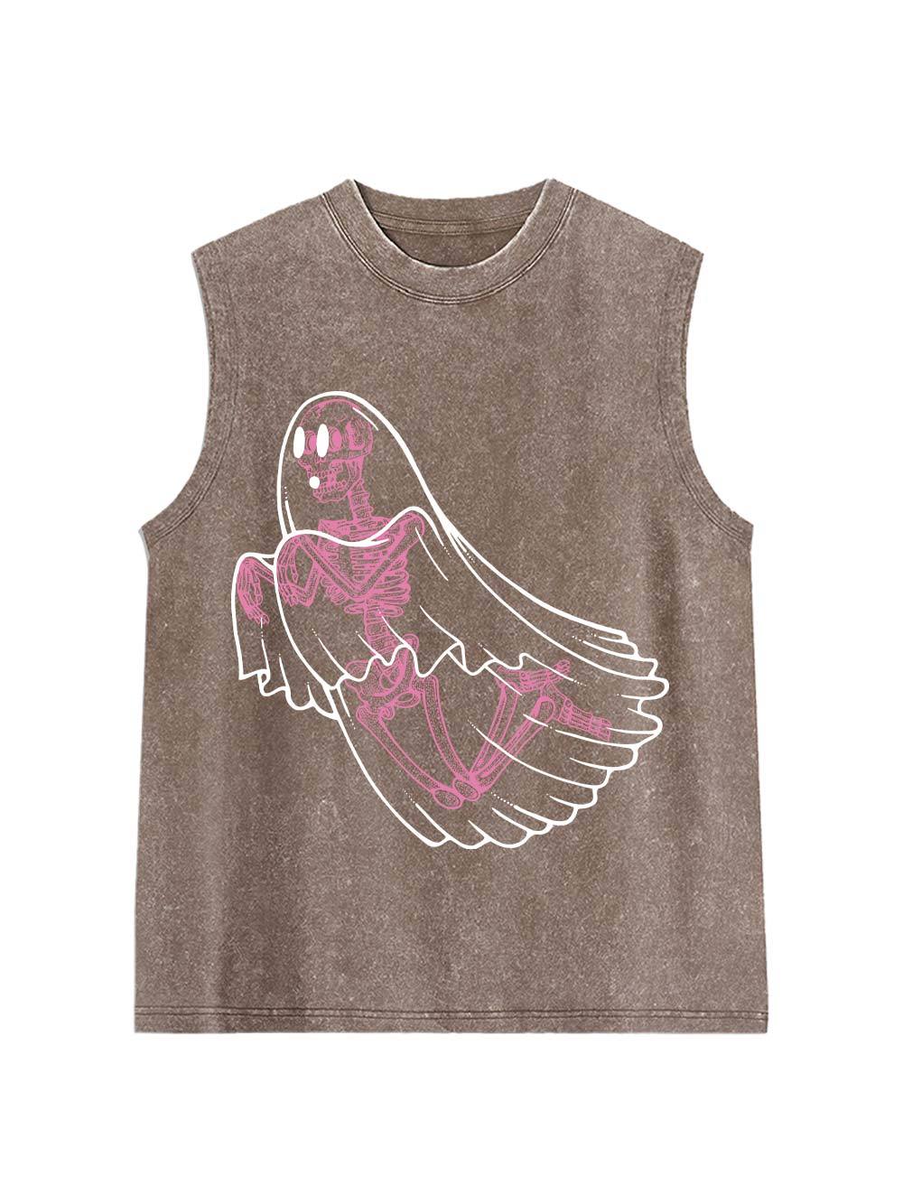 Ghostly Skeleton Veil Washed Tank Top