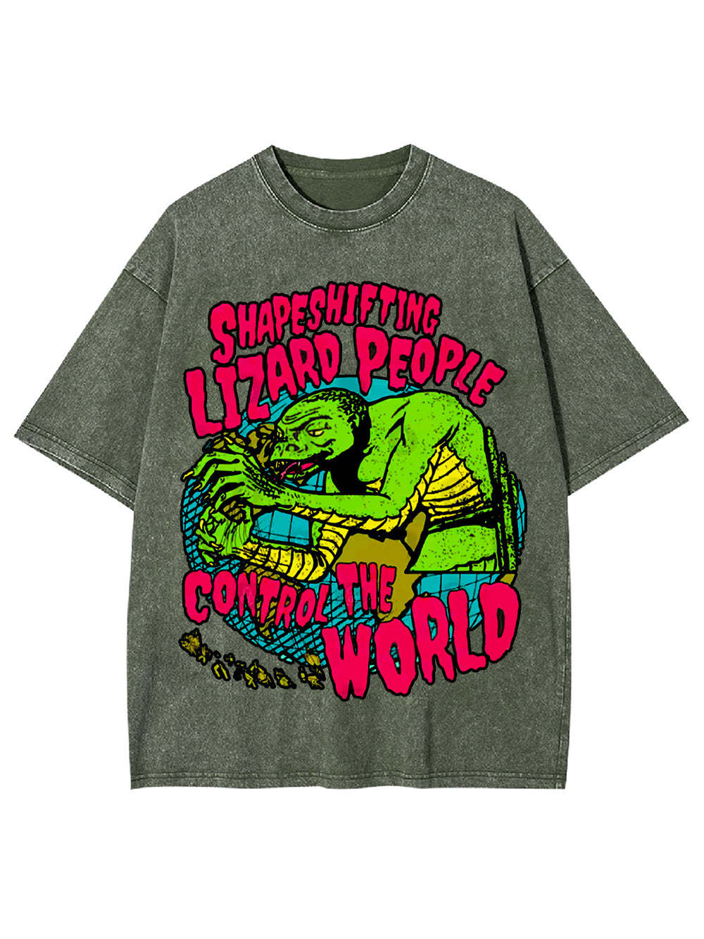 Reptilian Masters Of The World Washed Tshirt