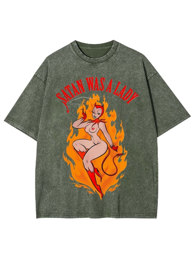 Satan Was A Lady Washed Tshirt